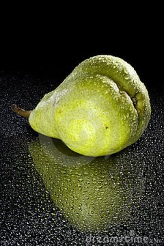 Dewy Green Pear Stock Photo
