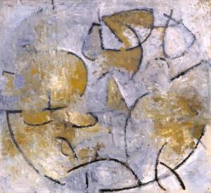 "Oval Motif in Grey and Ochre 1961" by Wendy Pasmore at the Tate Museum, London. 