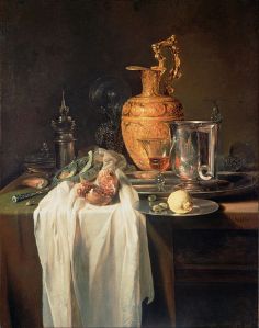 Willem Kalf, (1619-1693)  "Still Life with Ewer, Vessels and Pomegranate." The Getty Museum. Source: Wikipedia.
